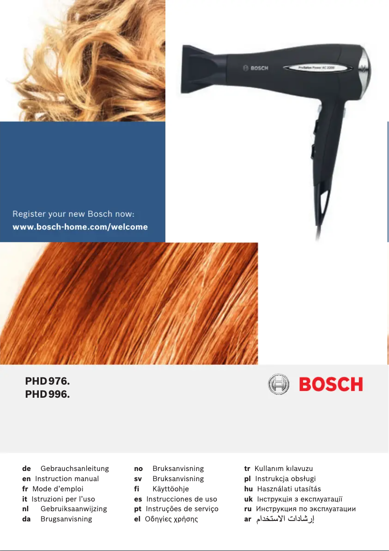 Page 1 de la notice Manuel utilisateur Bosch ProSalon Power PHD9960