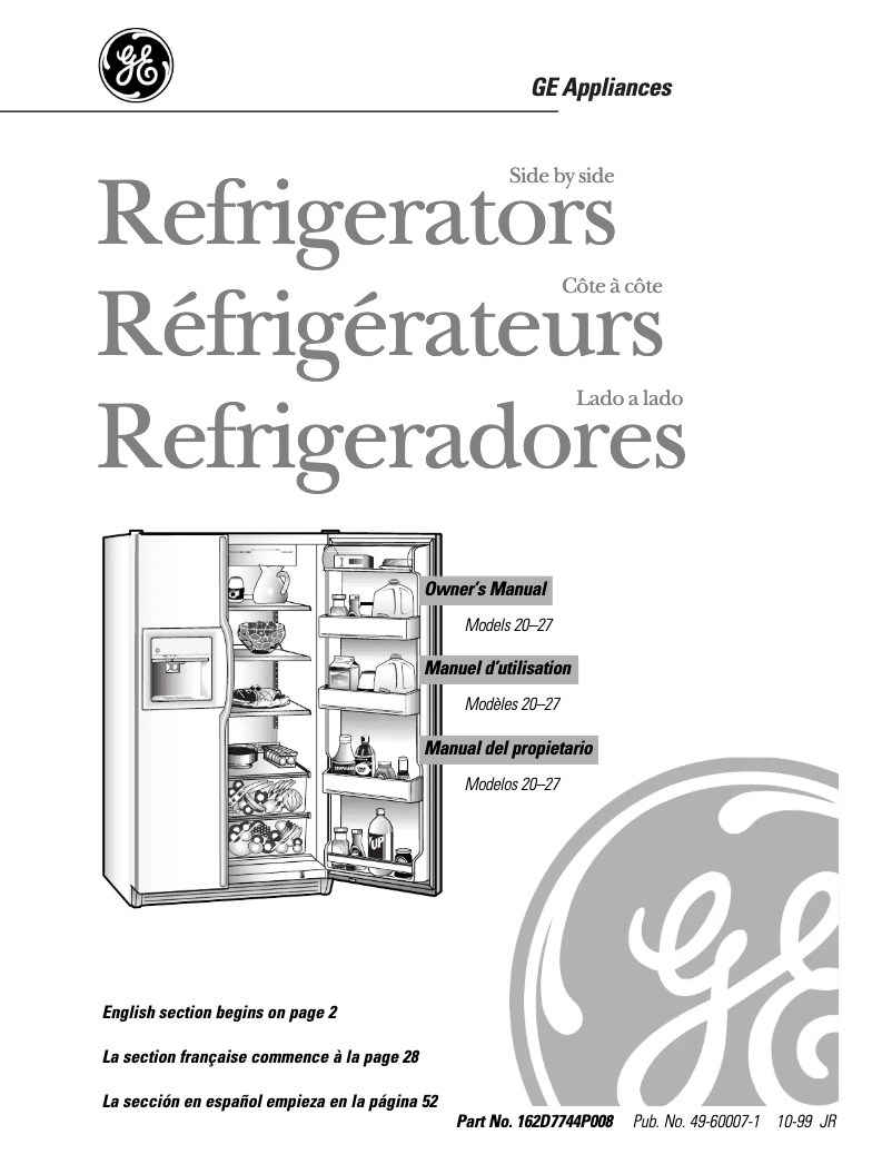 Página 1 del manual Manual de uso y mantenimiento GE TFX26ZPDAA