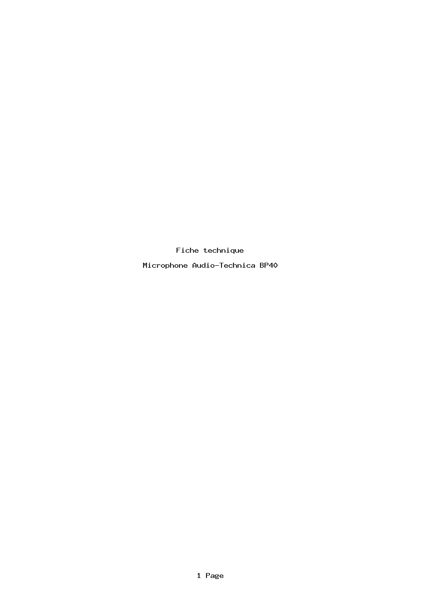 Page 1 de la notice Fiche technique Audio-Technica BP40