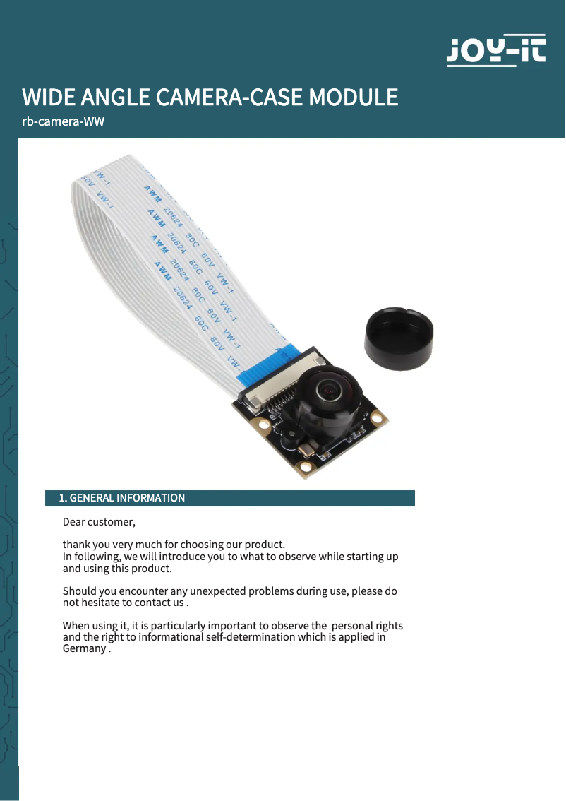 Página 1 del manual Manual de usuario Joy-It rb-camera-ww