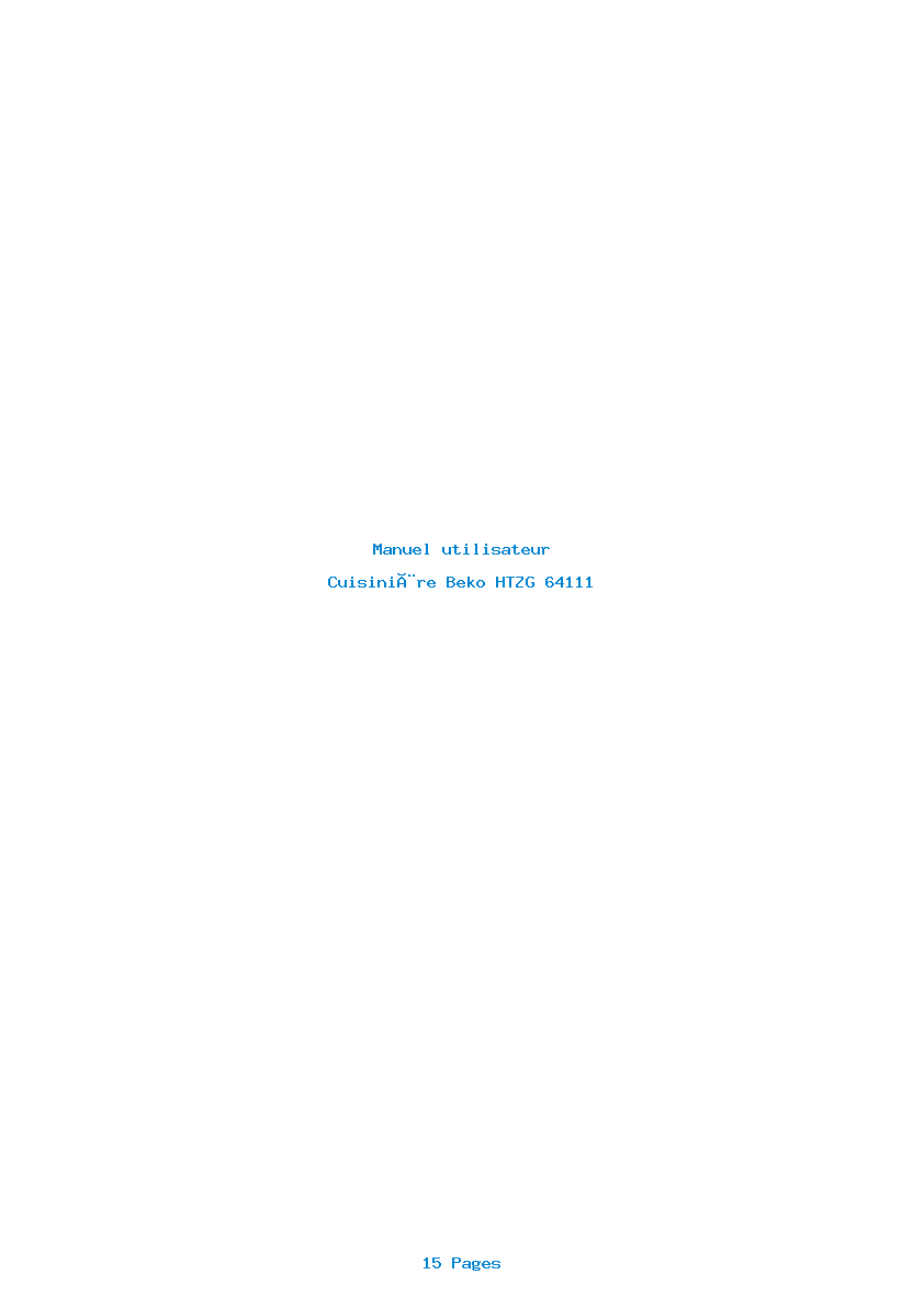 Page 1 de la notice Manuel utilisateur Beko HTZG 64111