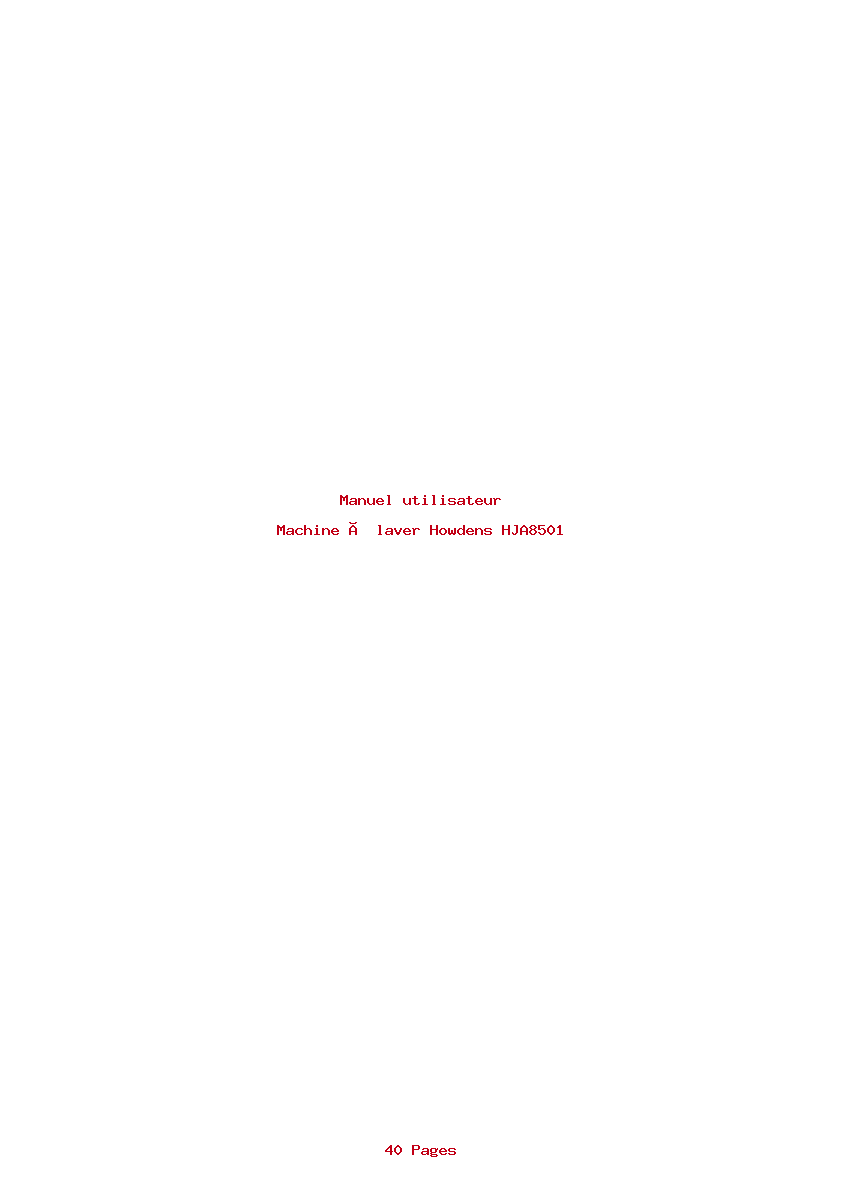 Page 1 de la notice Manuel utilisateur Howdens HJA8501