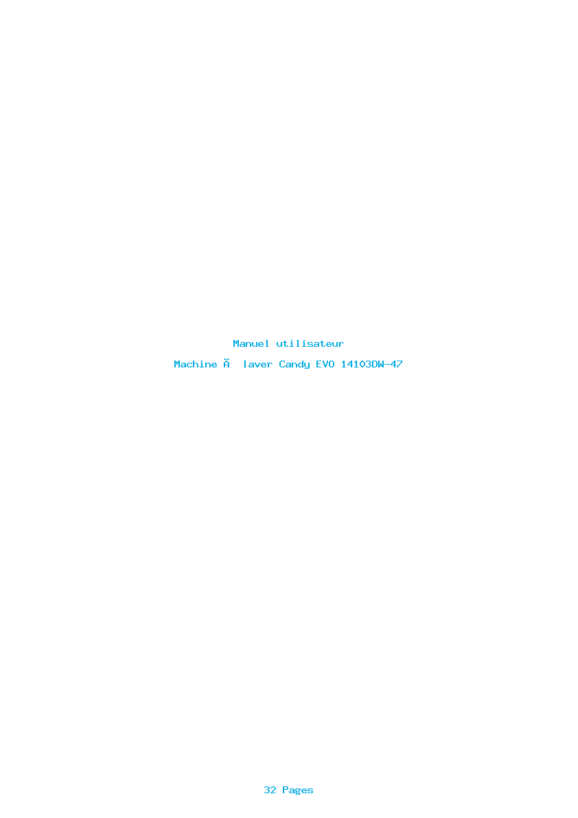 Page 1 de la notice Manuel utilisateur Candy EVO 14103DW-47