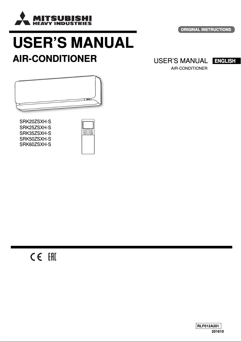 Page 1 de la notice Manuel utilisateur Mitsubishi SRK35ZSXH-S