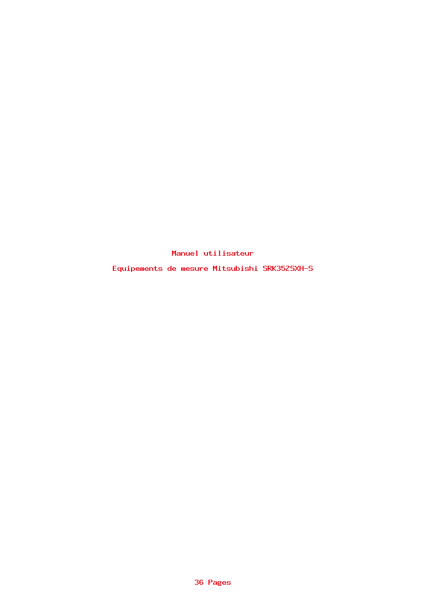 Page 1 de la notice Manuel utilisateur Mitsubishi SRK35ZSXH-S