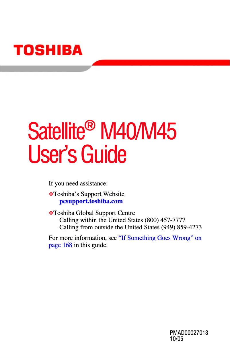 Página 1 del manual Manual de usuario Toshiba Satellite M45