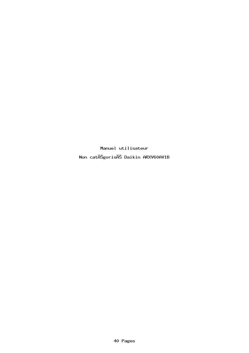 Page 1 de la notice Manuel utilisateur Daikin ARXV60AV1B