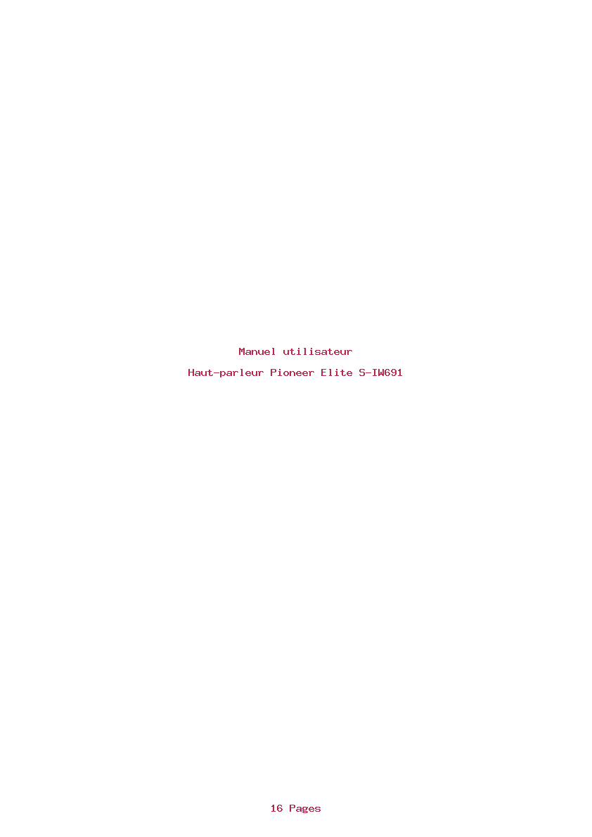 Page 1 de la notice Manuel utilisateur Pioneer Elite S-IW691