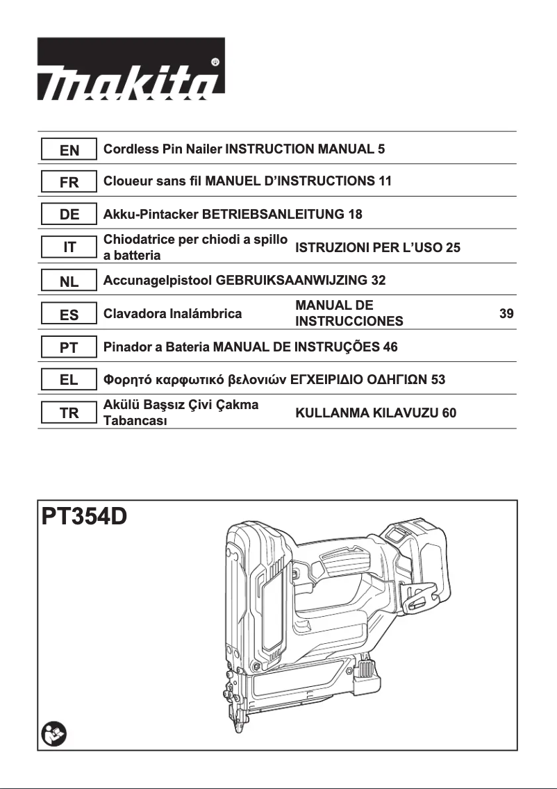 Page 1 de la notice Manuel utilisateur Makita PT354D