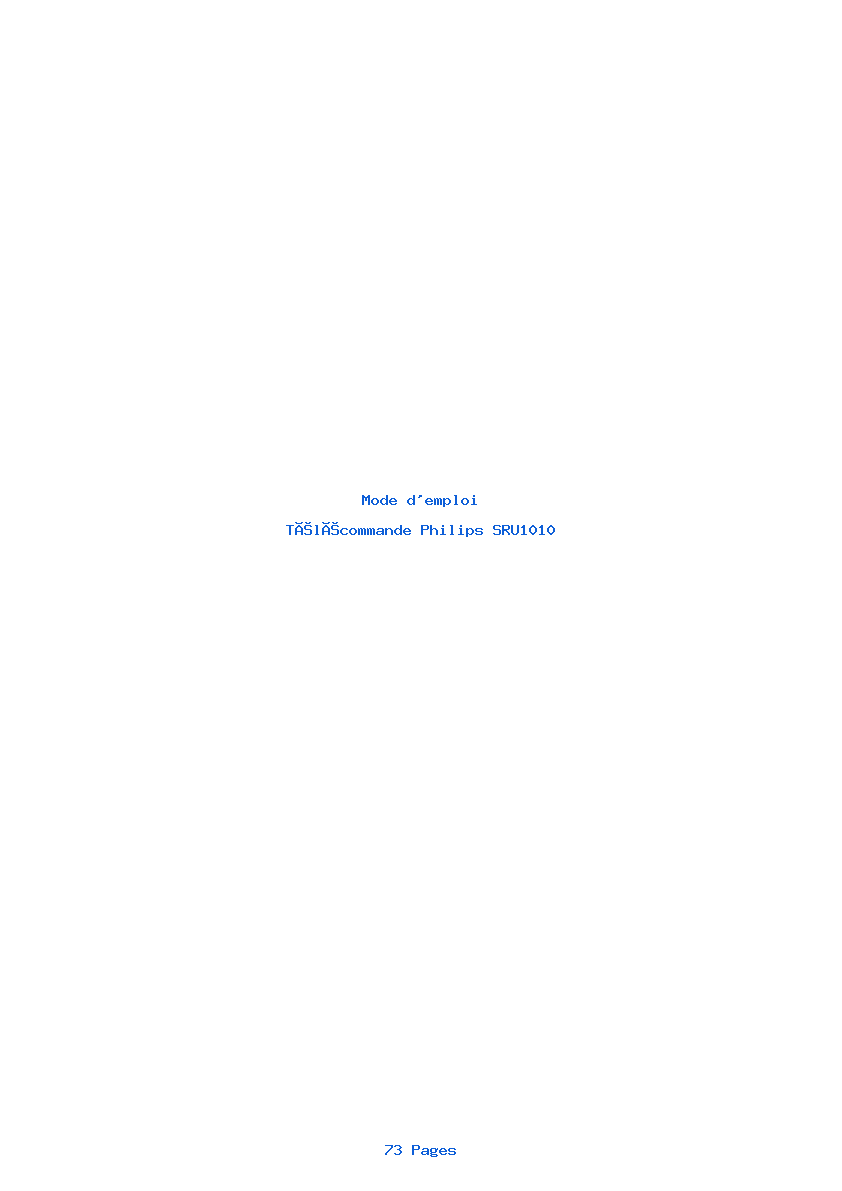 Page 1 de la notice Mode d'emploi Philips SRU1010