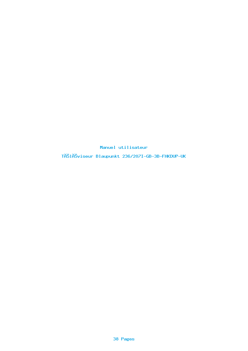 Page 1 de la notice Manuel utilisateur Blaupunkt 236/207I-GB-3B-FHKDUP-UK