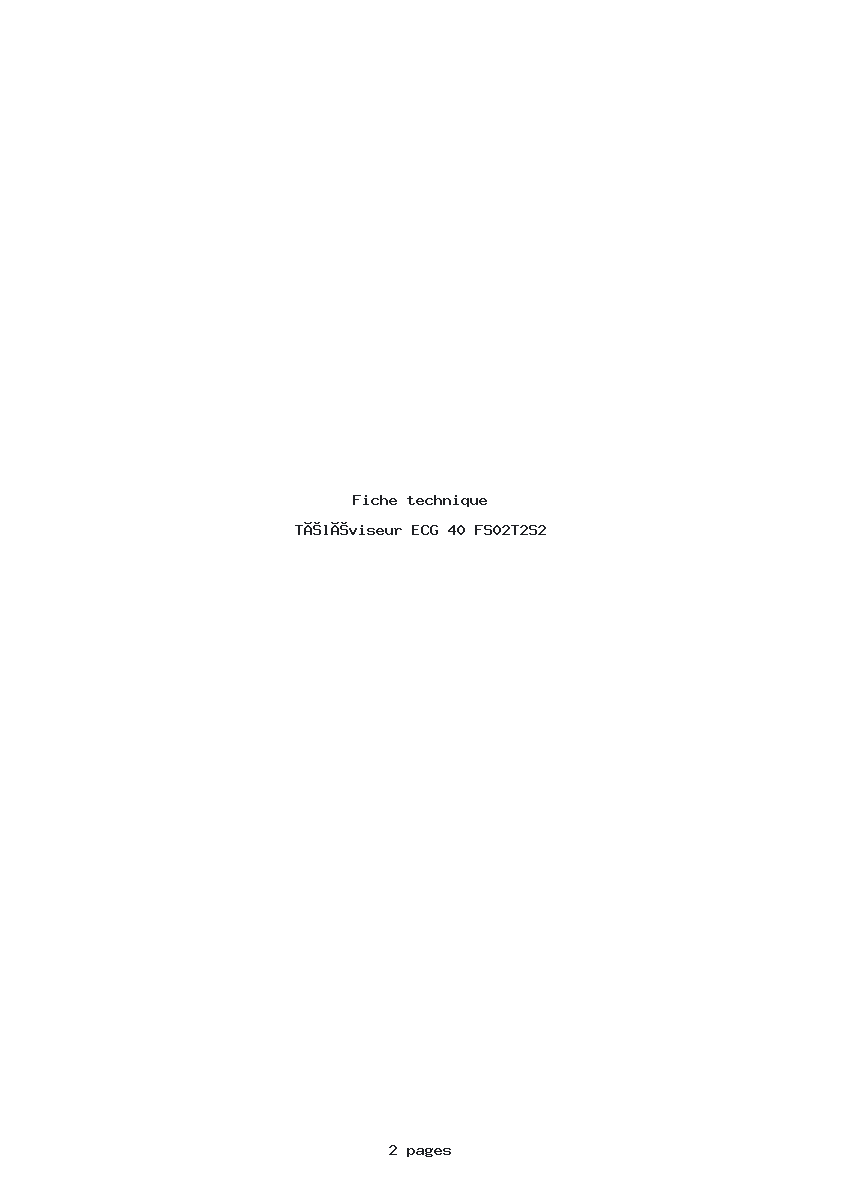 Page 1 de la notice Fiche technique ECG 40 FS02T2S2