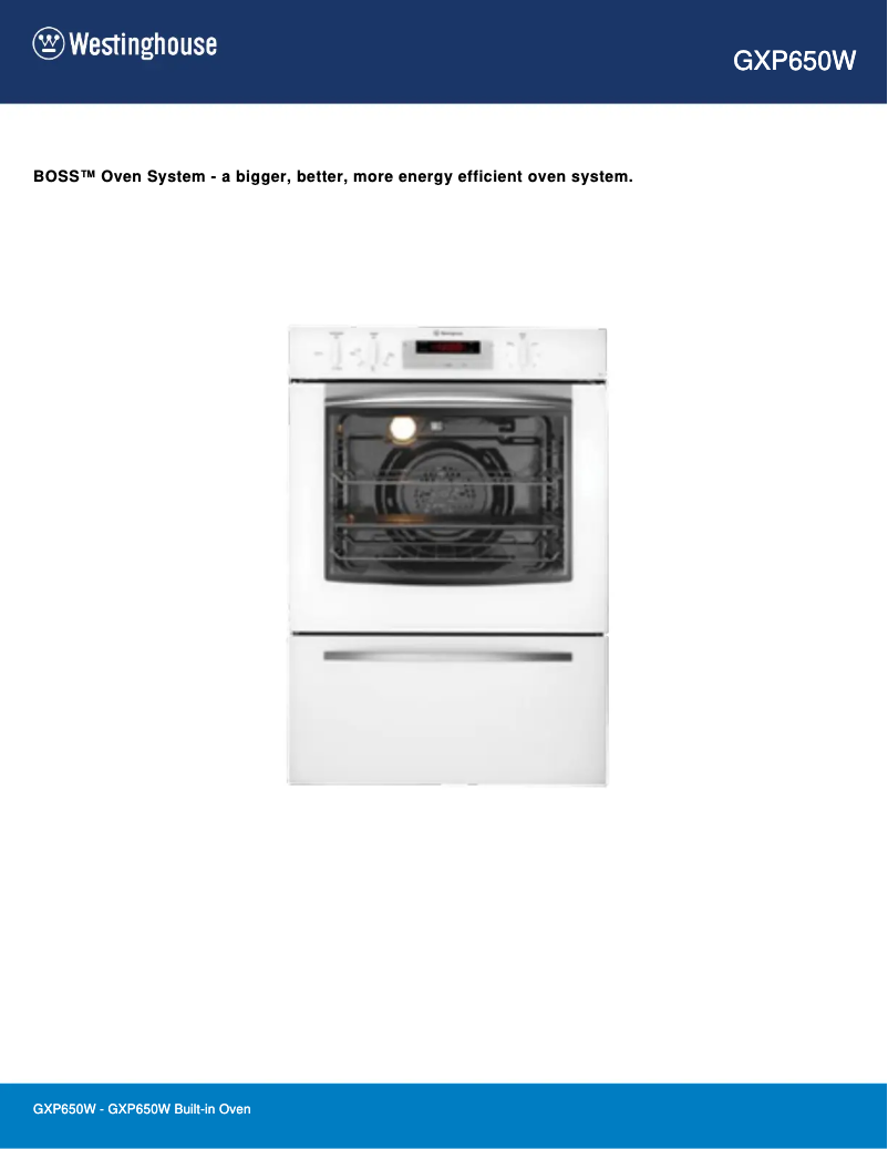 Page 1 de la notice Fiche technique Westinghouse GXP650W