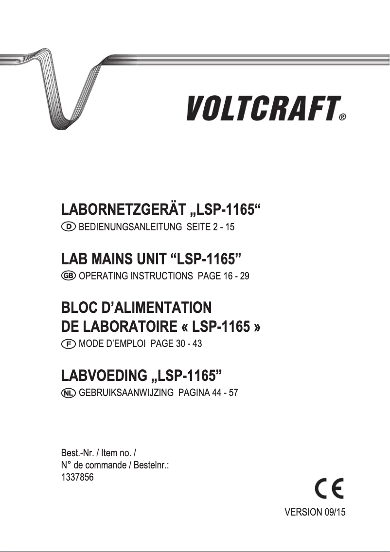 Page 1 de la notice Manuel utilisateur Voltcraft LSP-1165