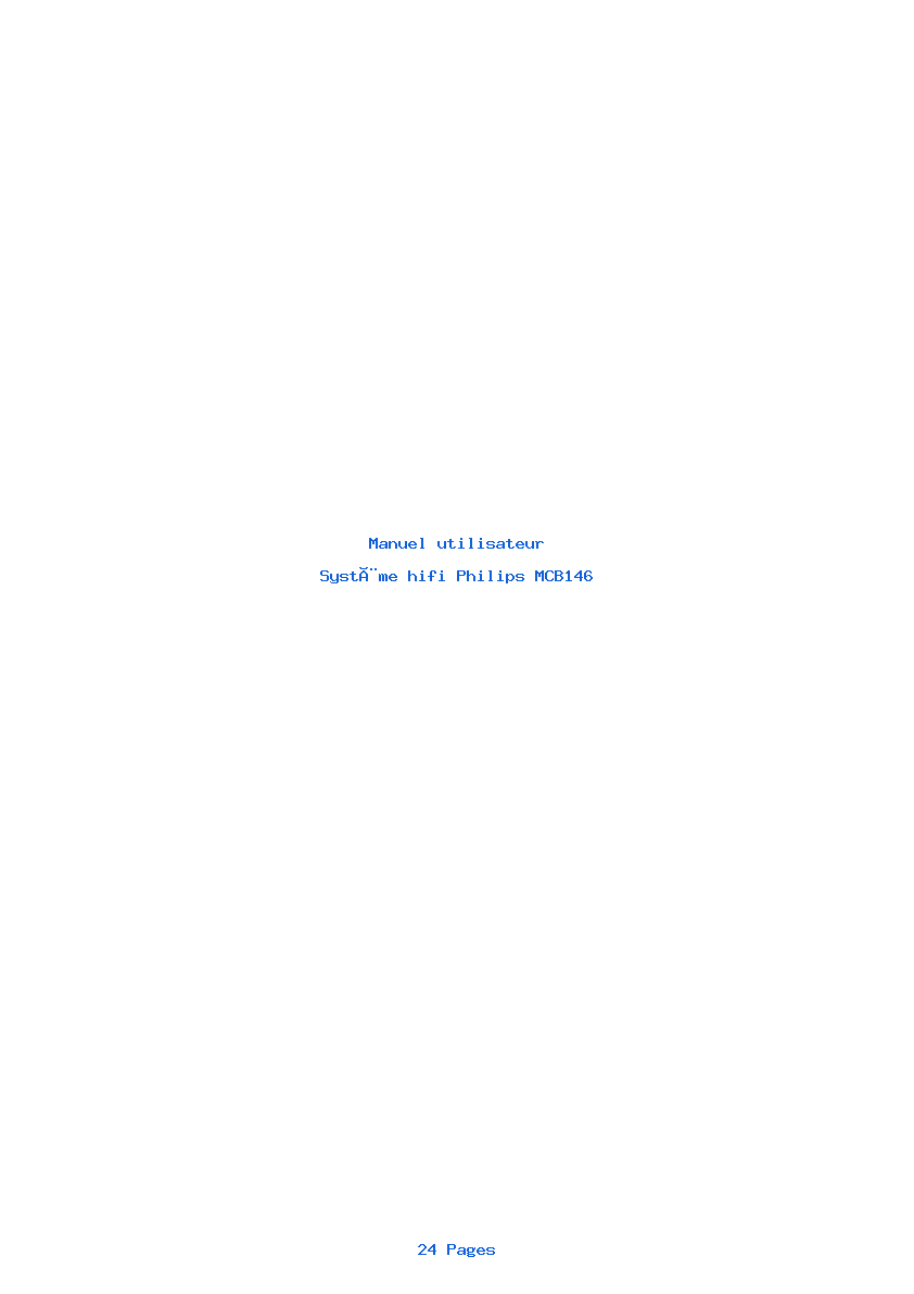 Page 1 de la notice Manuel utilisateur Philips MCB146