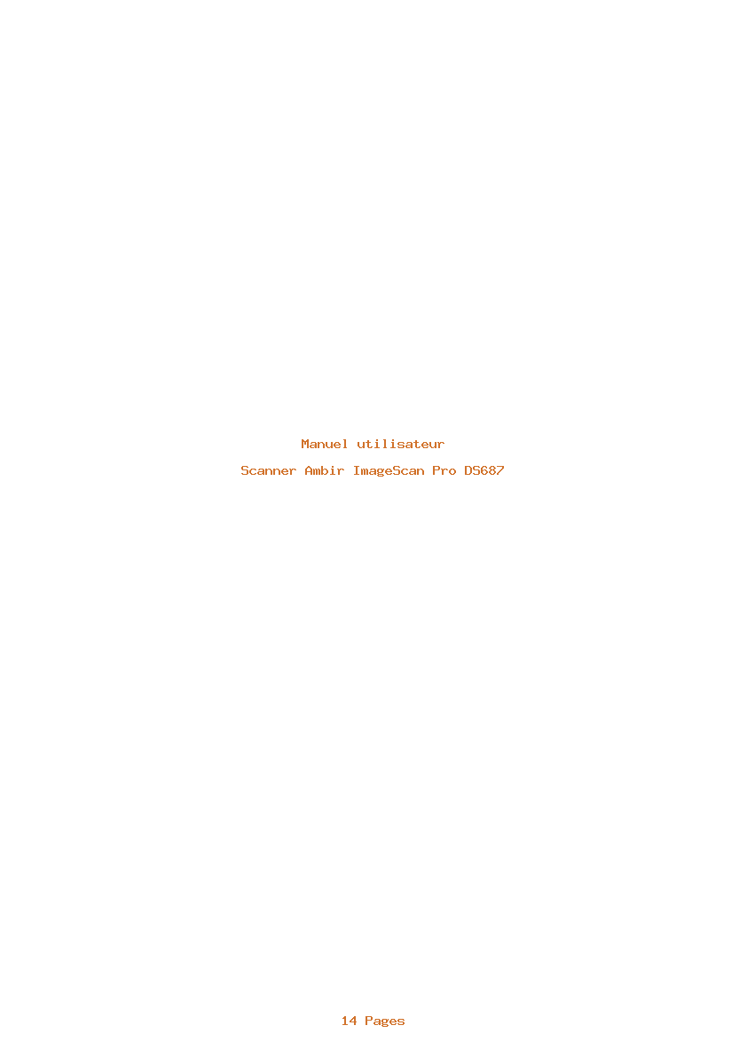 Page 1 de la notice Manuel utilisateur Ambir ImageScan Pro DS687
