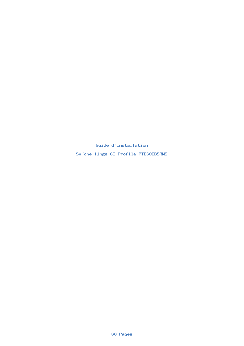 Page 1 de la notice Guide d'installation GE Profile PTD60EBSRWS