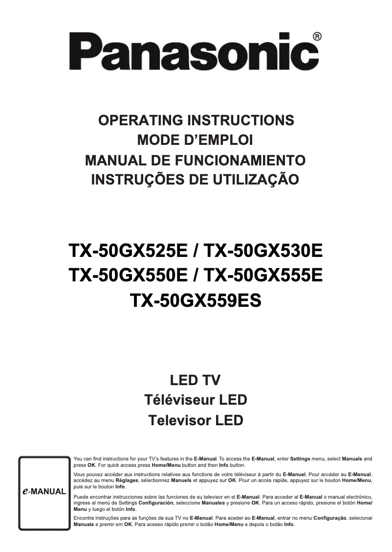 Page 1 of the manual User Manual Panasonic TX-50GX550E
