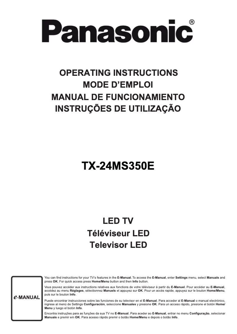 Page 1 de la notice Manuel utilisateur Panasonic TX-24MS350E