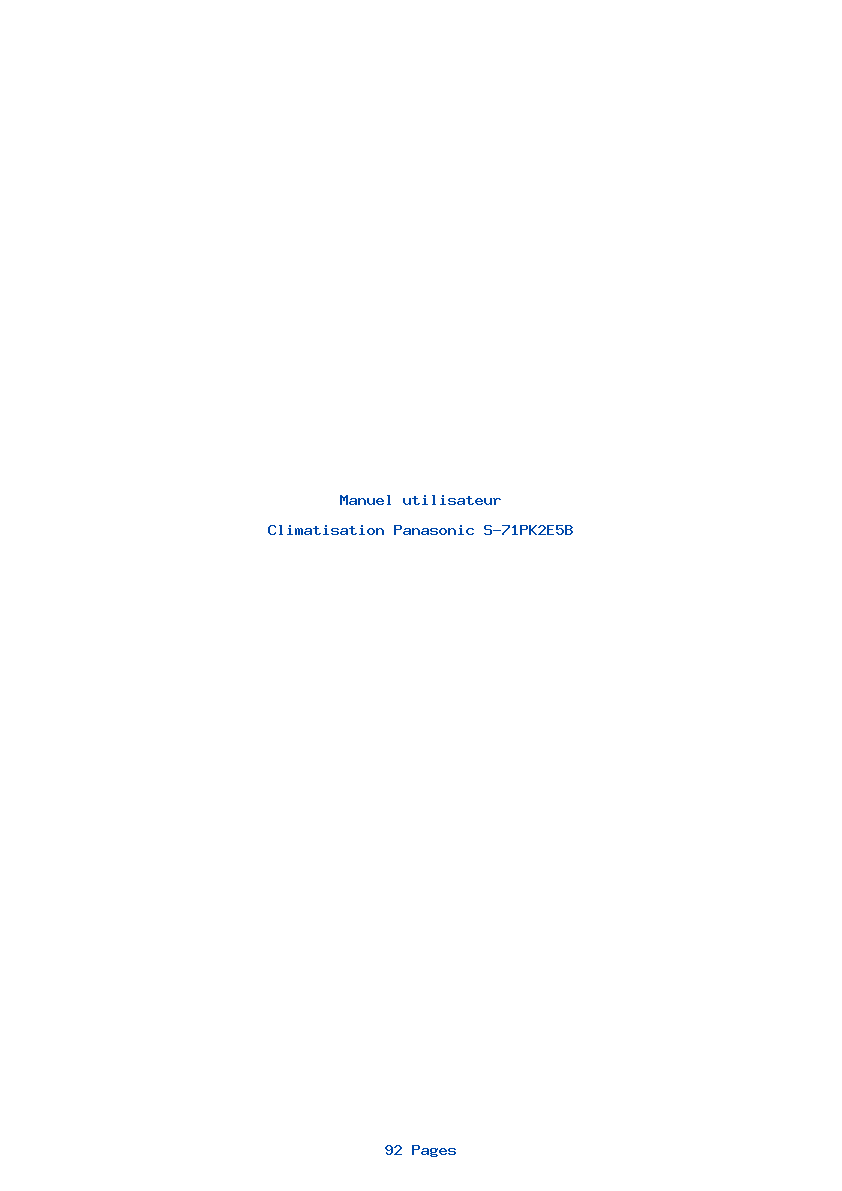 Page 1 de la notice Manuel utilisateur Panasonic S-71PK2E5B