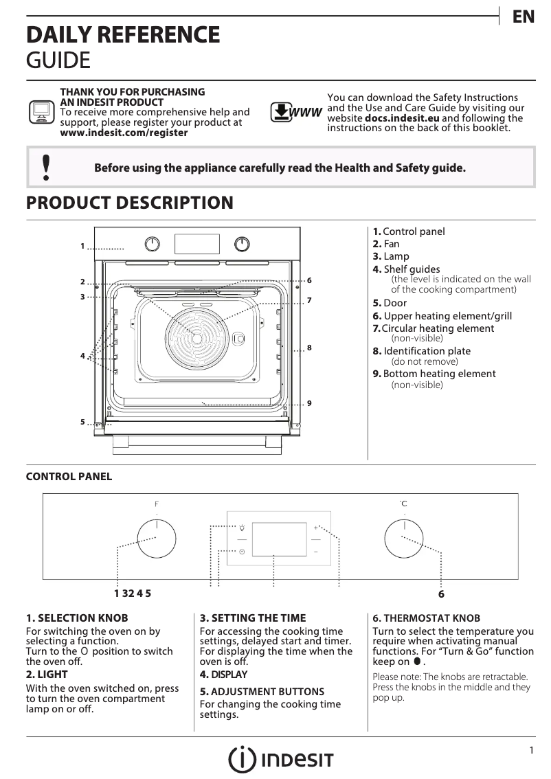 Page n°1 - Manuel d'utilisation et d'entretien Indesit KFW 3841 JH IX UK