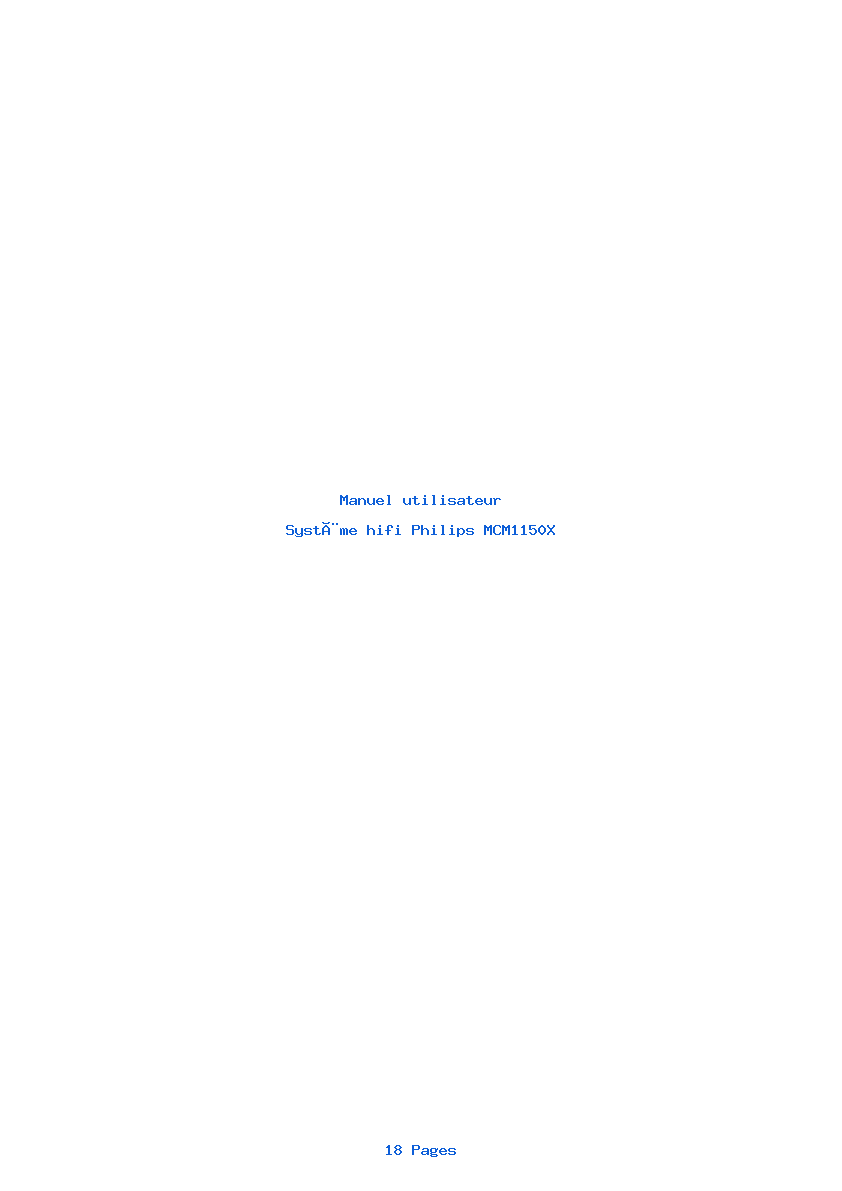 Page 1 de la notice Manuel utilisateur Philips MCM1150X