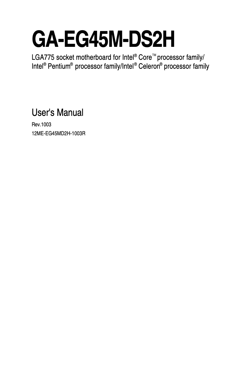 Página 1 del manual Manual de usuario Gigabyte GA-EG45M-DS2H