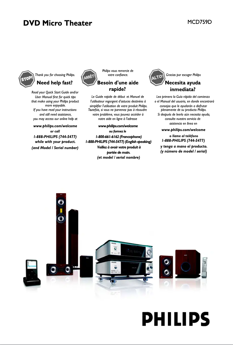Page 1 of the manual User Manual Philips MCD759D