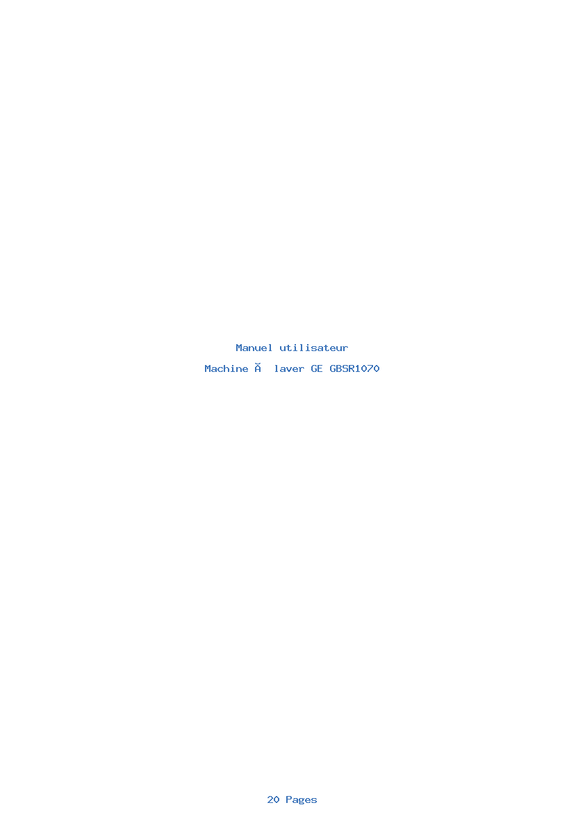 Page 1 de la notice Manuel utilisateur GE GBSR1070