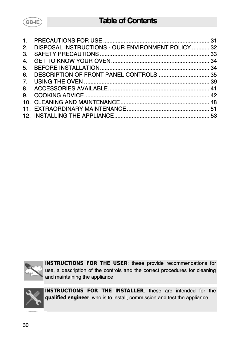 Page 1 de la notice Manuel utilisateur Smeg SE361-5