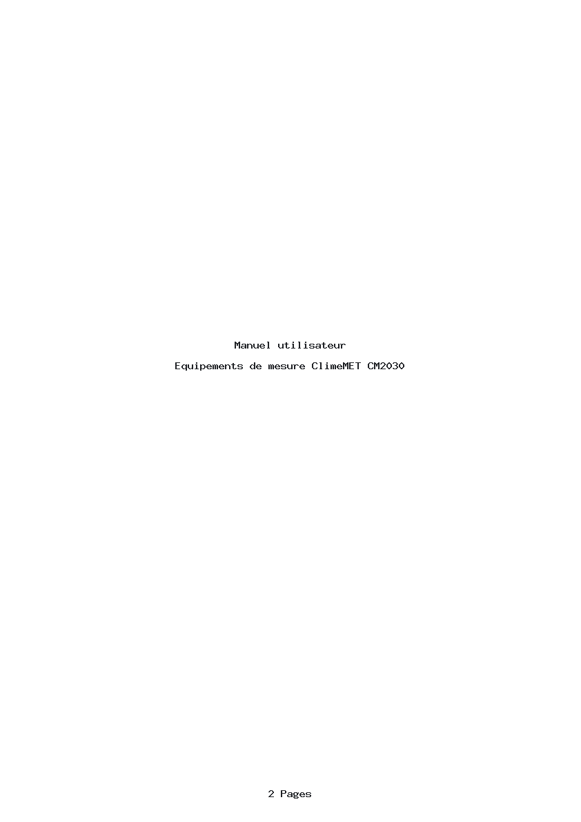 Page 1 de la notice Manuel utilisateur ClimeMET CM2030