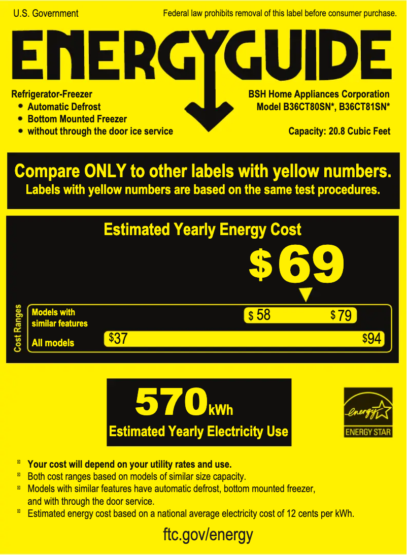 Page 1 of the manual Energy Label Bosch B36CT80SNS