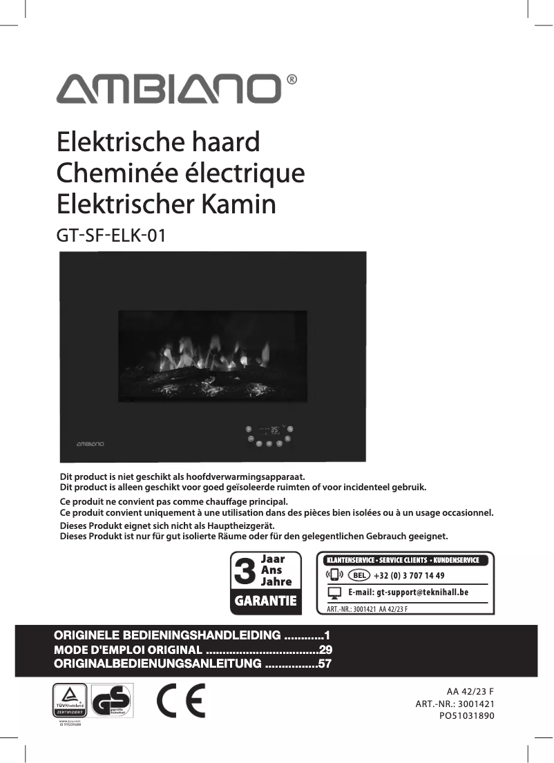 Page 1 de la notice Manuel utilisateur Ambiano GT-SF-ELK-01