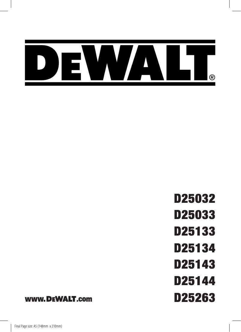 Page 1 de la notice Manuel utilisateur DeWalt D25033