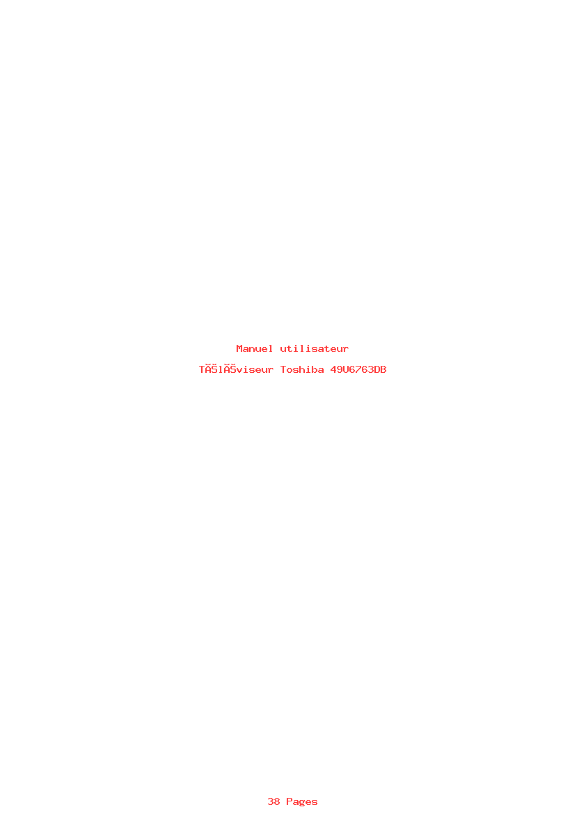 Page 1 de la notice Manuel utilisateur Toshiba 49U6763DB