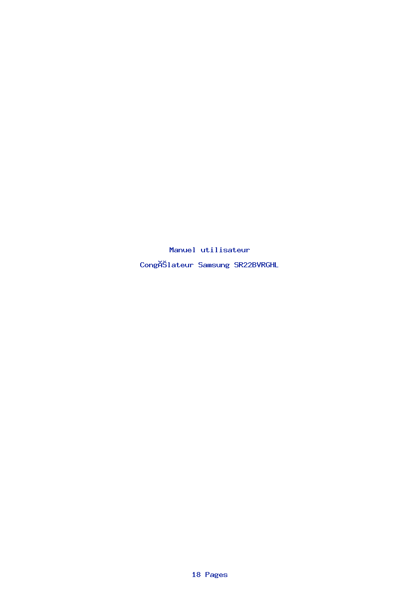 Page 1 de la notice Manuel utilisateur Samsung SR22BVRGHL