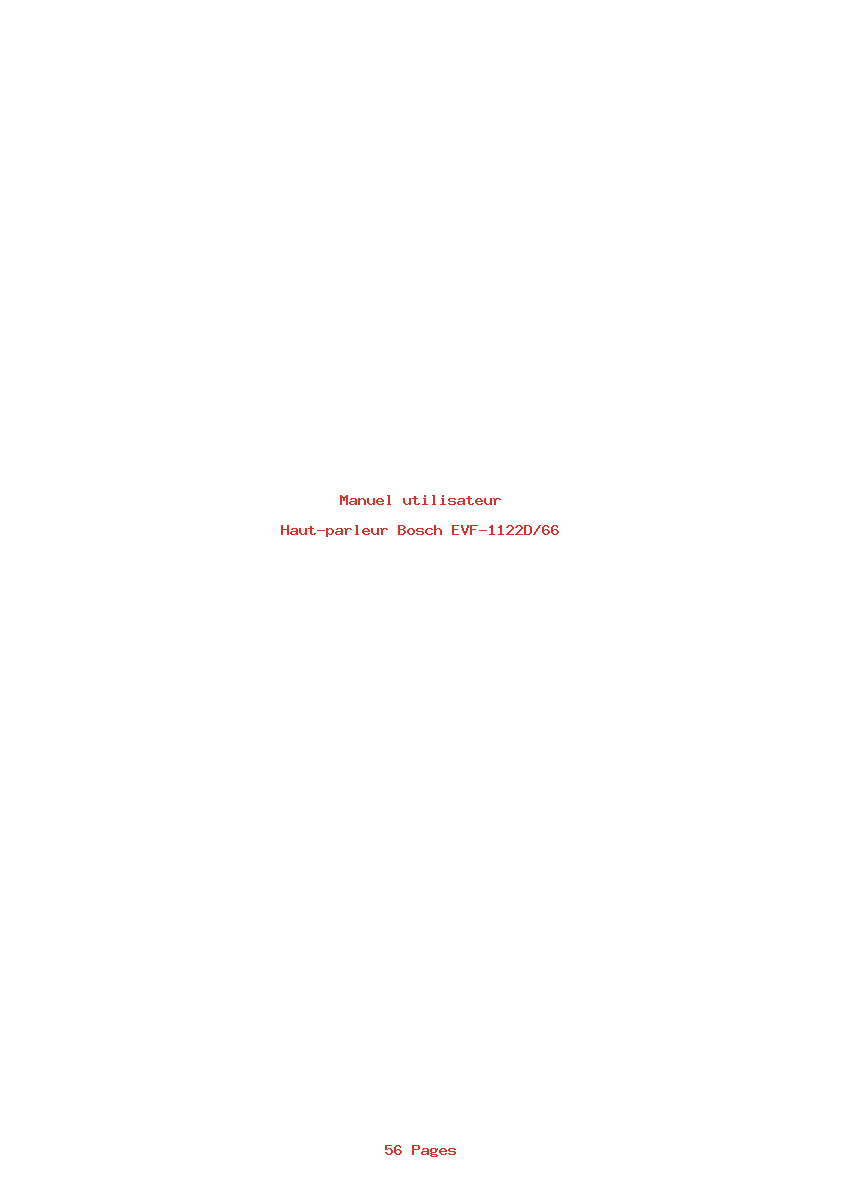 Page 1 de la notice Manuel utilisateur Bosch EVF-1122D/66