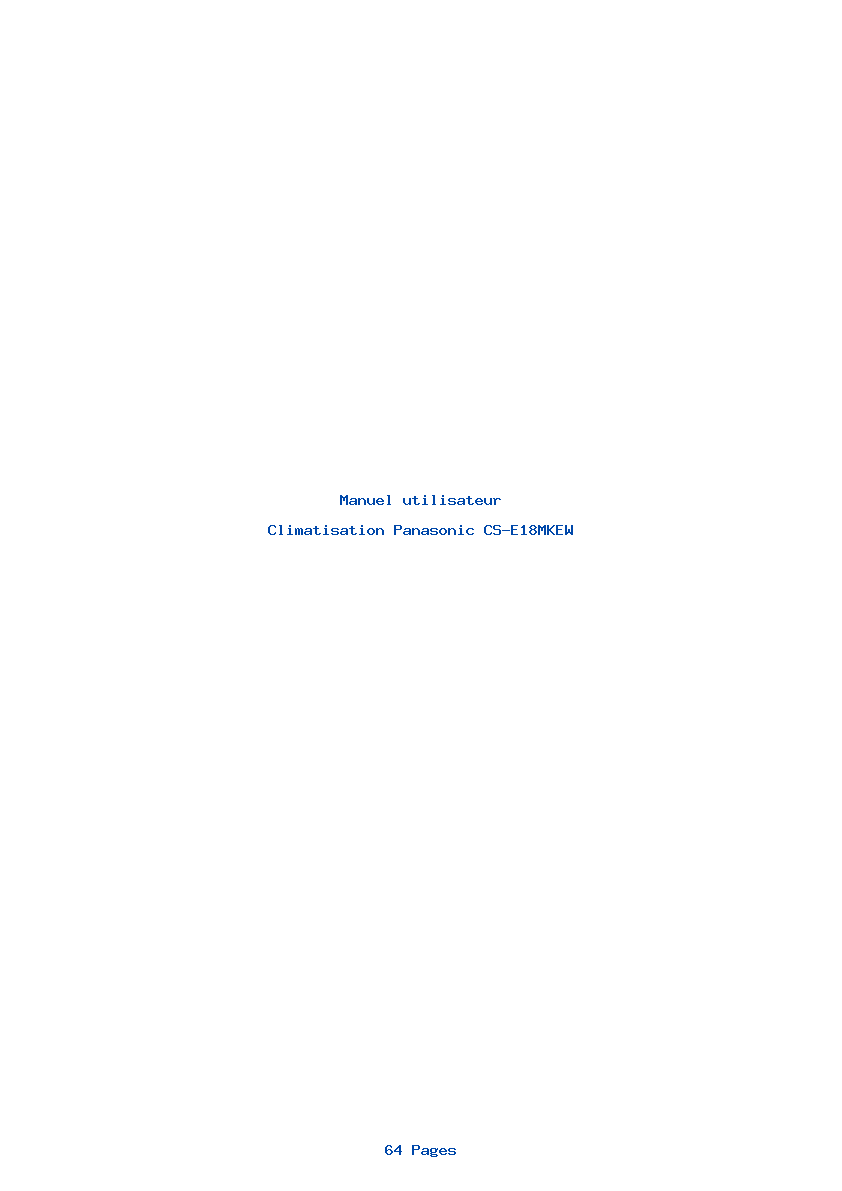 Page 1 de la notice Manuel utilisateur Panasonic CS-E18MKEW