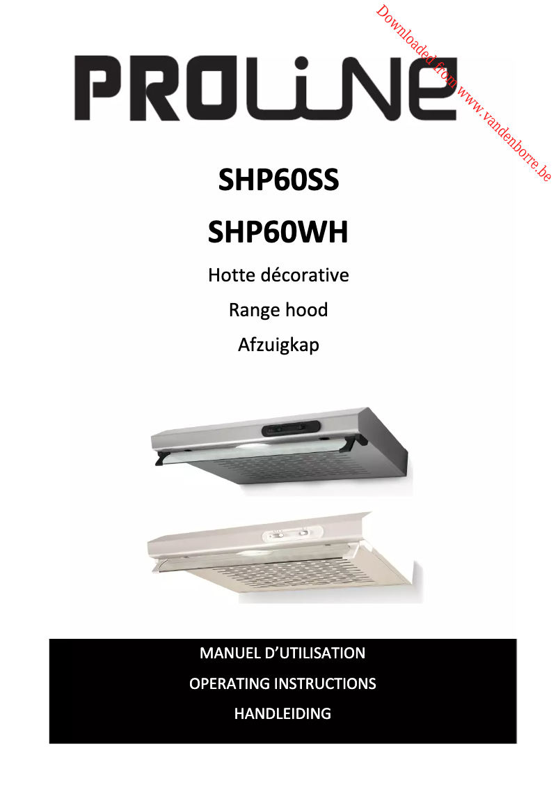 Page 1 de la notice Manuel utilisateur Proline SHP60WH