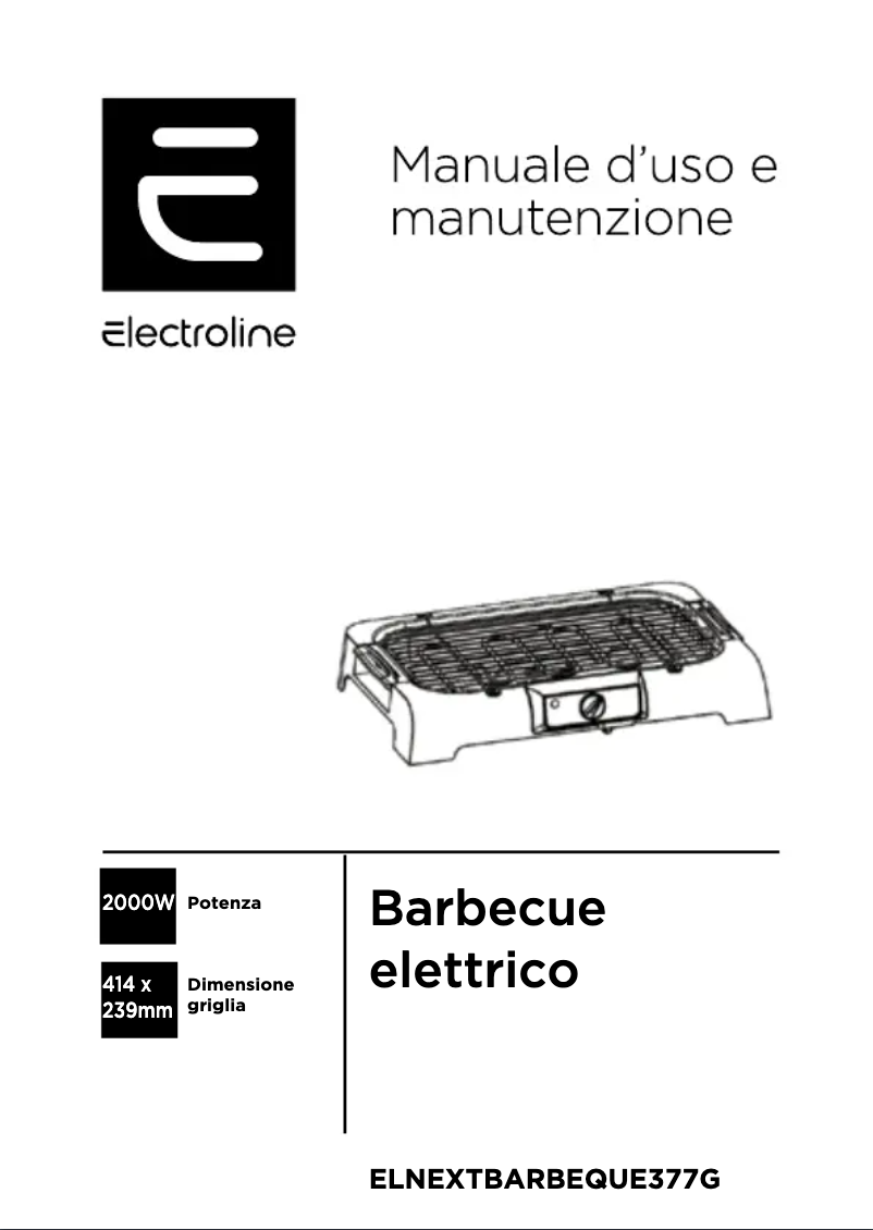 Page 1 de la notice Manuel utilisateur Electroline ELNEXTBARBEQUE377G