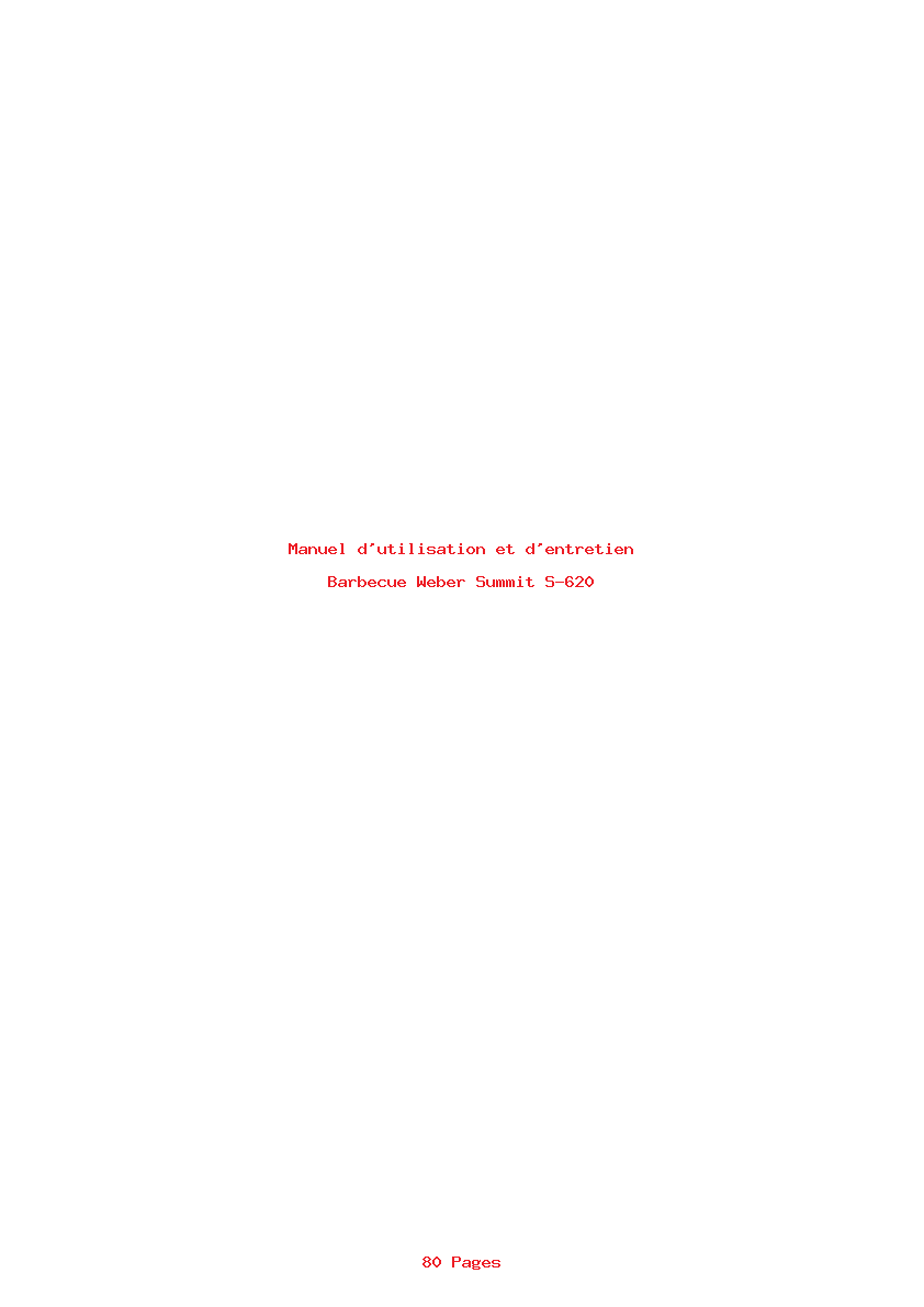 Page 1 de la notice Manuel d'utilisation et d'entretien Weber Summit S-620