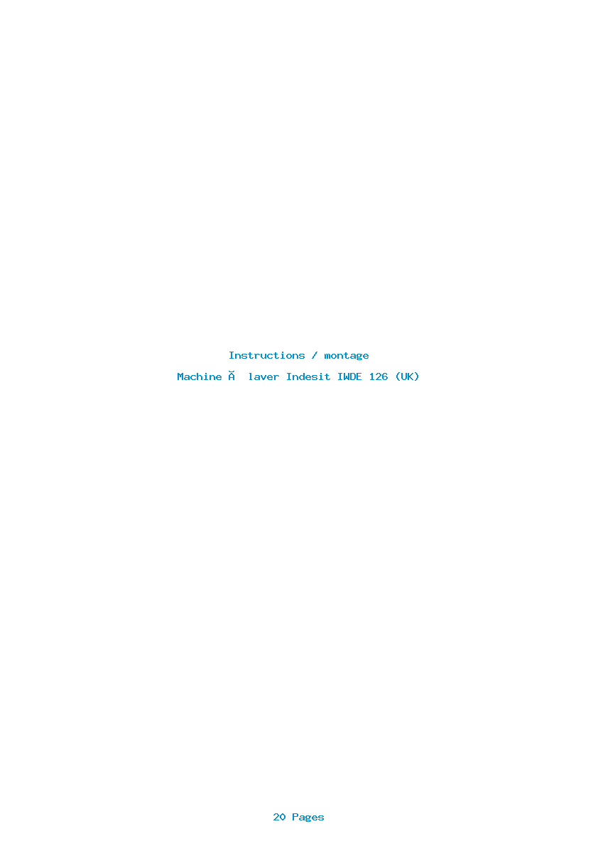 Page 1 de la notice Instructions / montage Indesit IWDE 126 (UK)