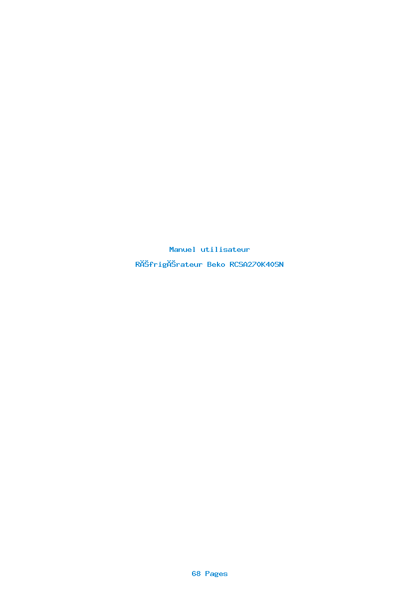 Page 1 de la notice Manuel utilisateur Beko RCSA270K40SN
