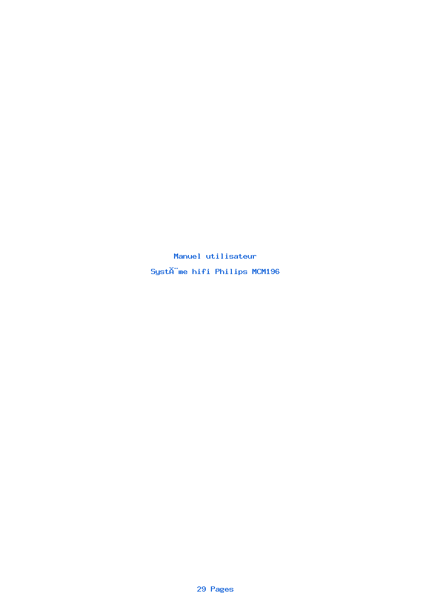 Page 1 de la notice Manuel utilisateur Philips MCM196