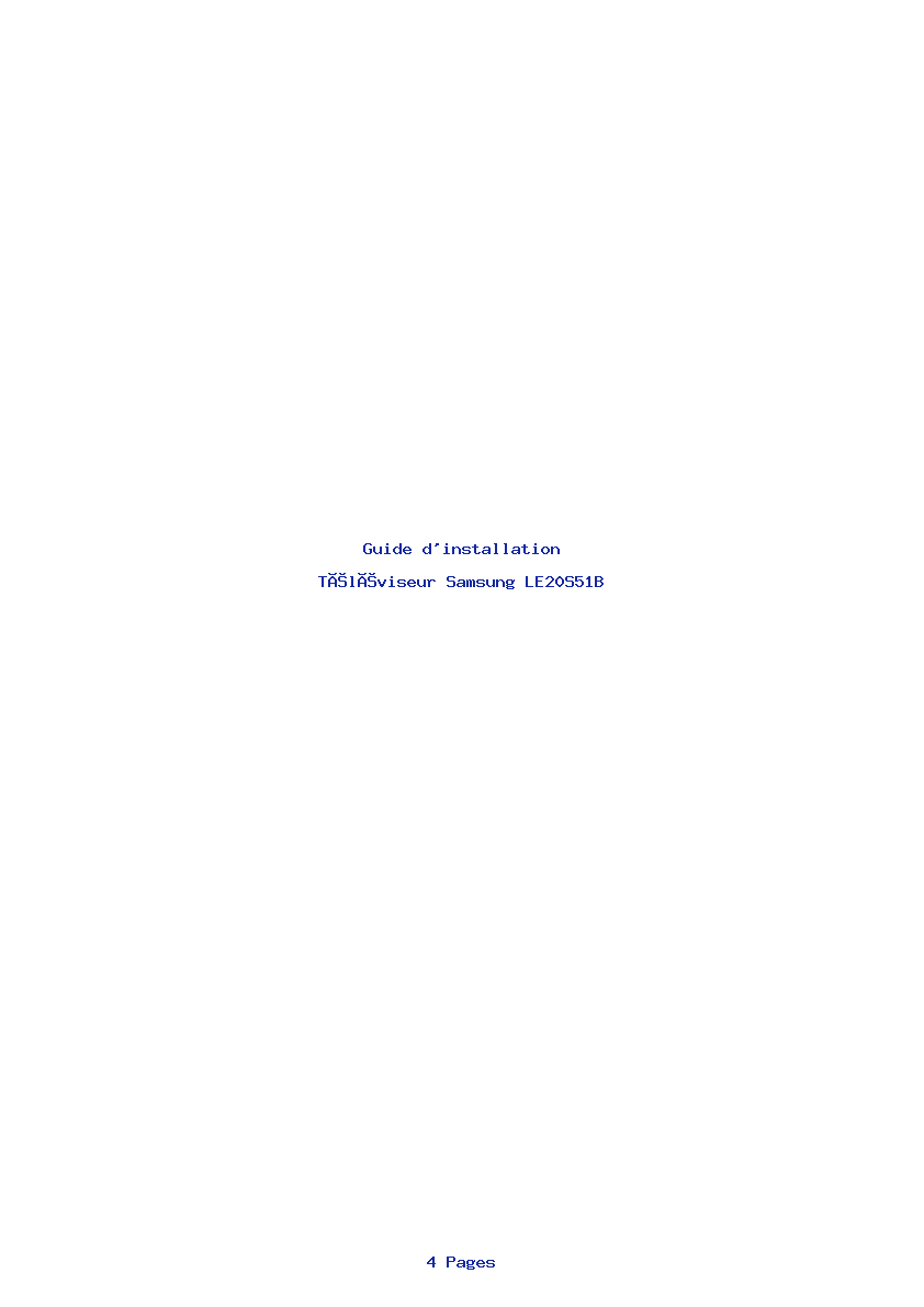 Page 1 de la notice Guide d'installation Samsung LE20S51B