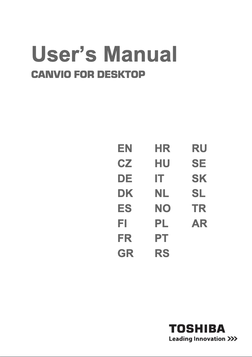 Page 1 de la notice Manuel utilisateur Toshiba Canvio for Desktop