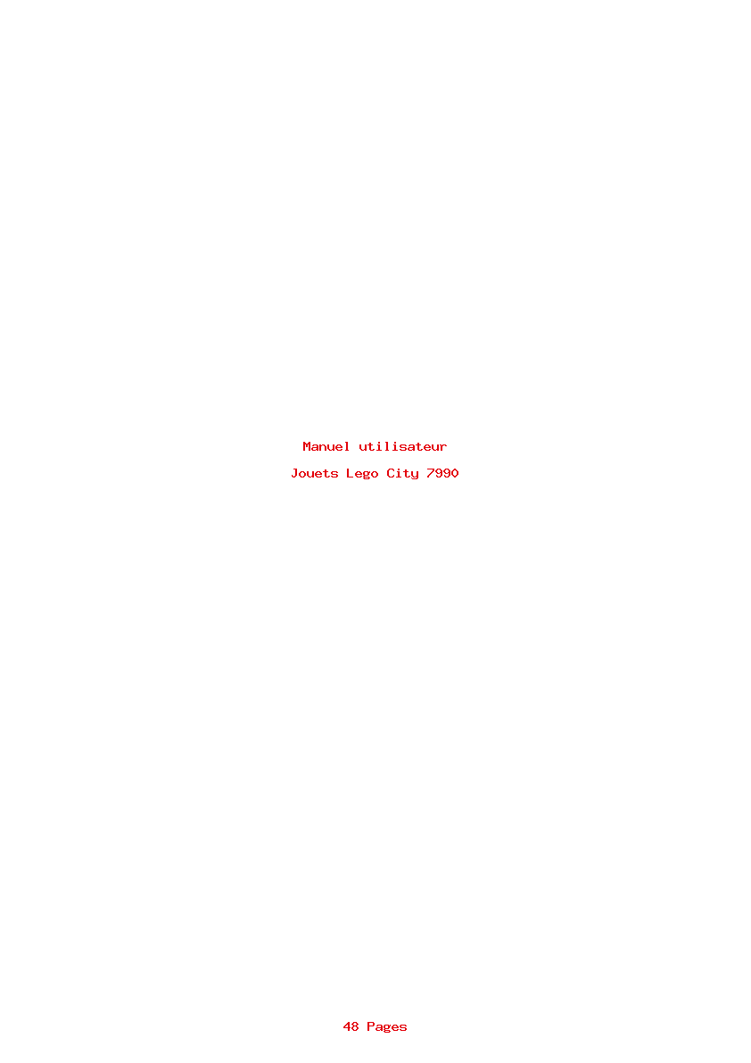Page 1 de la notice Manuel utilisateur Lego City 7990