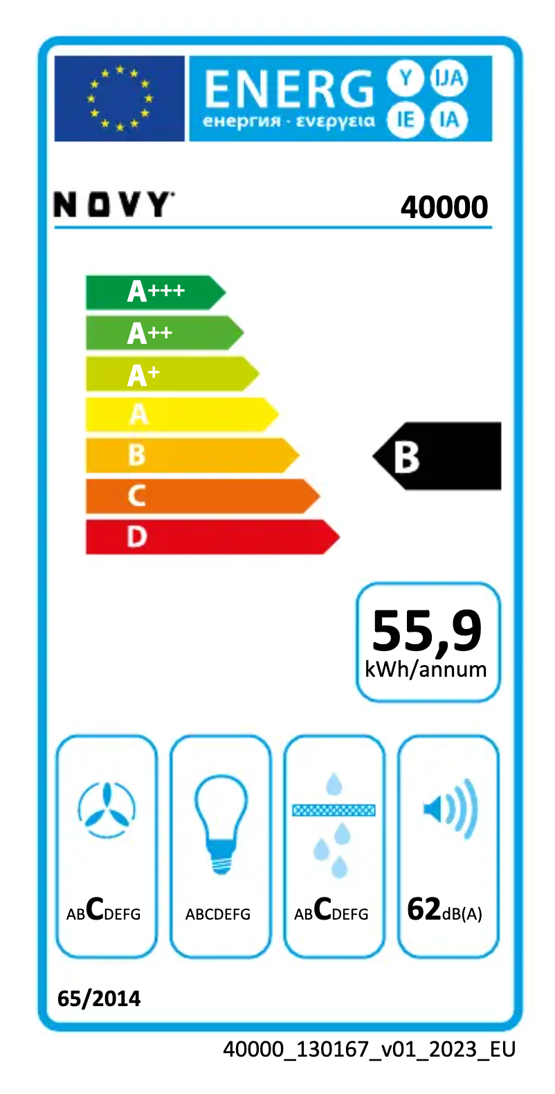 Page 1 de la notice Label énergétique Novy Up Power 40000