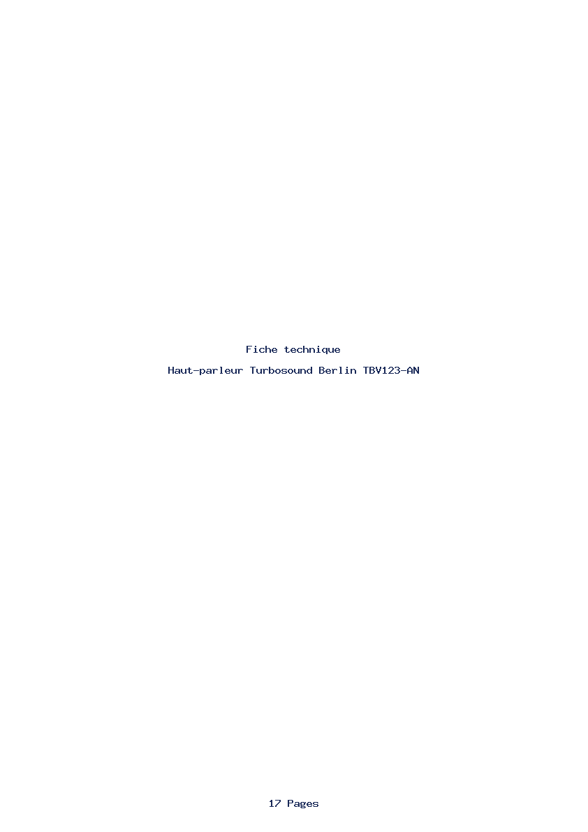 Page 1 de la notice Fiche technique Turbosound Berlin TBV123-AN