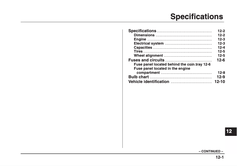 Page 1 de la notice Fiche technique Subaru Impreza (2002)